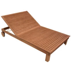 Doppel-Liege Rio 200 X 120 X 33 Cm Eukalyptus Geölt Rollbar