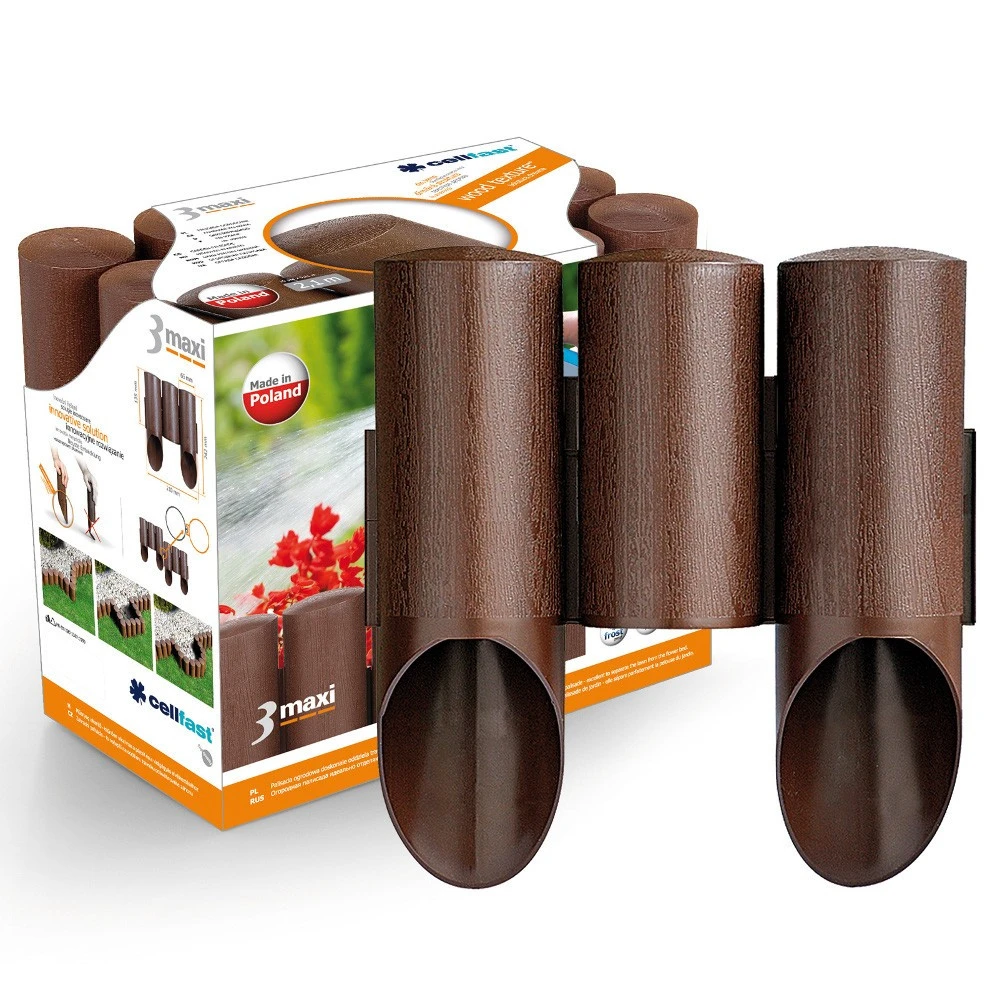 Cellfast Maxi Rasenkante Palisade 2,1 M Braun 3er 24,2 Cm
