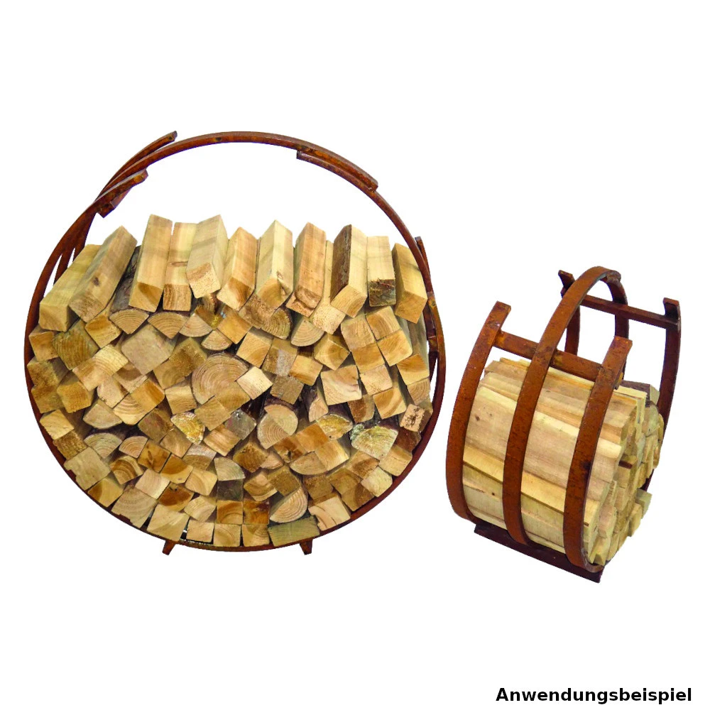 Kaminholzständer Set Rund 2 Stück Aus Stahl In Rostoptik – Bild 2