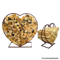 Kaminholzständer Set Herzförmig 2 Stück Aus Stahl In Rostoptik
