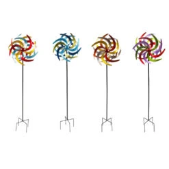 Doppel Windrad Aus Metall Mit Erdspieß