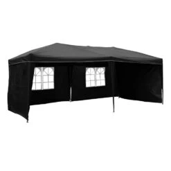Alu Faltpavillon 3x6 M 4 Seitenteile Schwarz