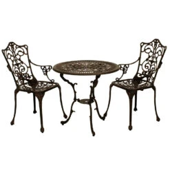 Gartensitzgruppe Jugendstil 3-teilig, Aluguss, Bronze-antik