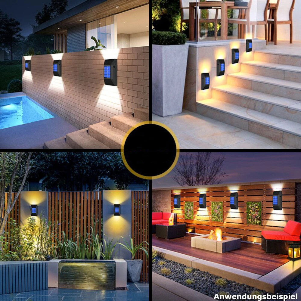 LED-Wandleuchte Solarbetrieben 600 MAh In Schwarz Mit 6 LEDs - Image 2