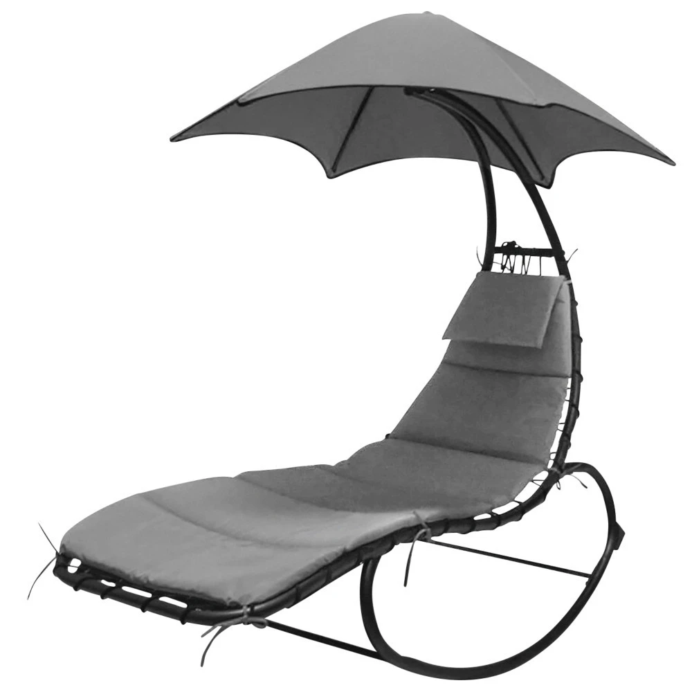 Schaukelliege Mit Metallgestell, Sonnendach Und Polsterung In Anthrazit