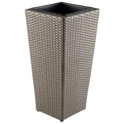 Blumentopf Kegelförmig 31 X 64 Cm In Beiger Rattanoptik Mit Einsatz