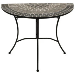 Wandtisch 90 Cm X 45 Cm Halbrund - Tischplatte Mosaik Grau