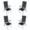 Gartensessel-Set 4-teilig, Klappbar 56 X 65,5 X 107 Cm, Schwarz