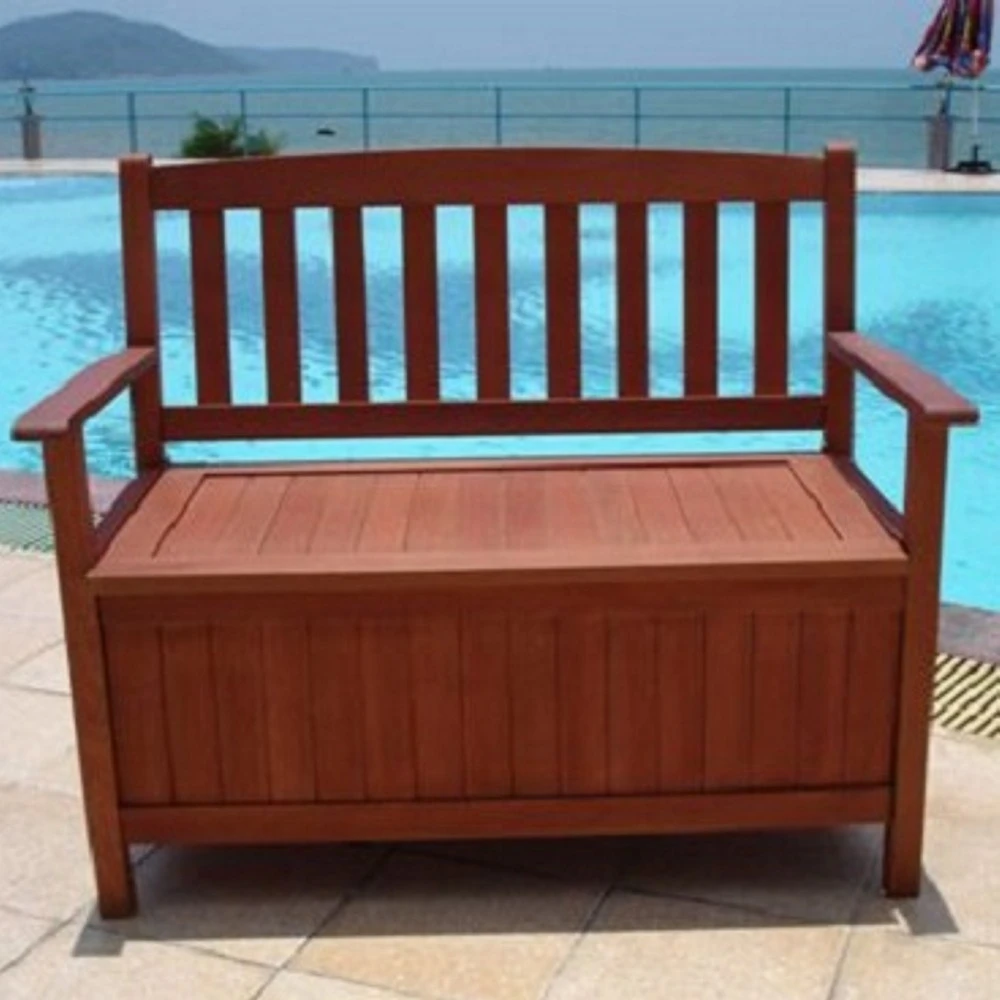 Truhenbank 2-Sitzer, 120 Liter, Holz Eukalyptus - Image 2