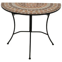 Wandtisch 90 Cm X 45 Cm Halbrund - Tischplatte Mosaik Terracotta