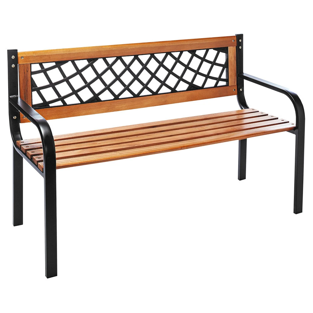 Gartenbank 2-Sitzer Aus Chinesischem Holz Mit Metallgestell