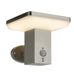 LED-Solarwandleuchte Eckig 4,4 W In Silber Mit Bewegungsmelder