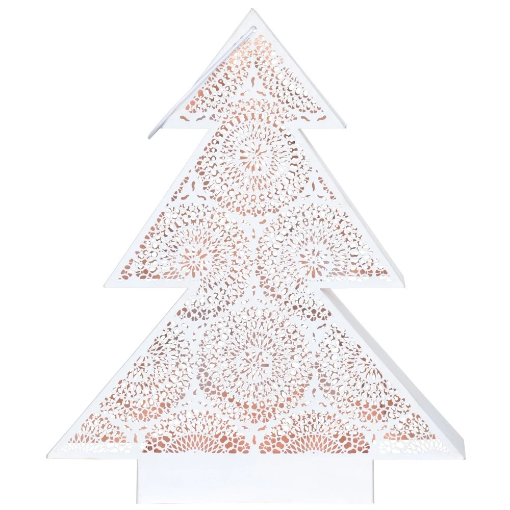 Windlicht Tree 34x9x40 Cm Weiss/kupfer Aus Metall