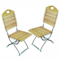 Klappstuhl Passau 2Stück Robinienholz Flachstahl Verzinkt Pulverbeschichtet