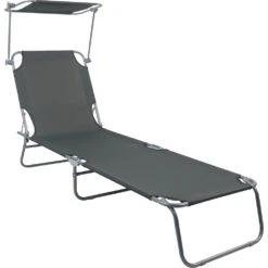 Gartenliege „Basic“ In Grau, Mit Sonnendach Und Aluminiumgestell