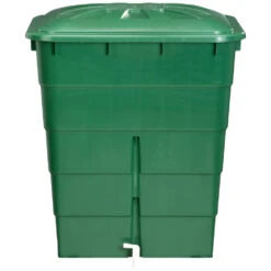 Regentonne Eckig Mit 300 Liter Fassungsvermögen In GrĂŒn, Inklusive Deckel Und Auslaufhahn