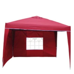Faltpavillon Alu Mit 2 Seitenteilen Wasserdicht Burgundrot