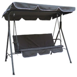 Hollywoodschaukel 3-Sitzer Mit Stahlgestell In Anthrazit