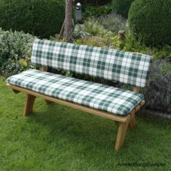 Auflage Boston Für 3-Sitzer Gartenbank 2-teilig Grün/beige Kariert