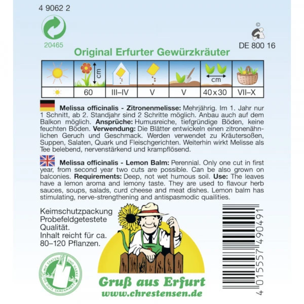 Saatgut Zitronenmelisse Würzkraut, Für Ca. 80 - 120 Pflanzen - Image 2