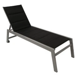 Gartenliege Aus Aluminium In Schwarz Mit Rollen