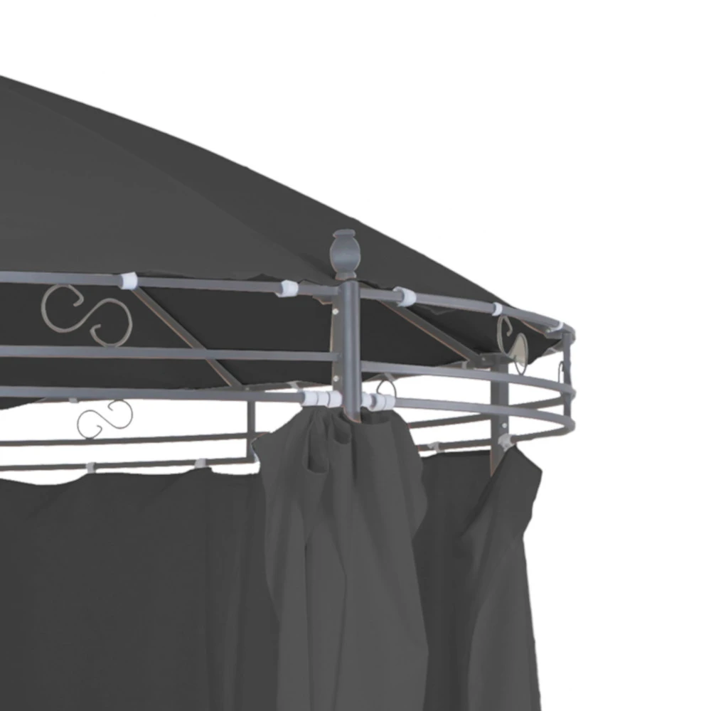Pavillon Rund Ă350 Cm In Steingrau Aus Stahl Mit Dach Aus Polyester - Image 3