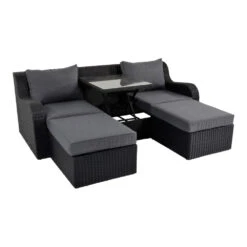 Multifunktionsbank Pandora Black Mit Aluminiumgestell Und Hockern