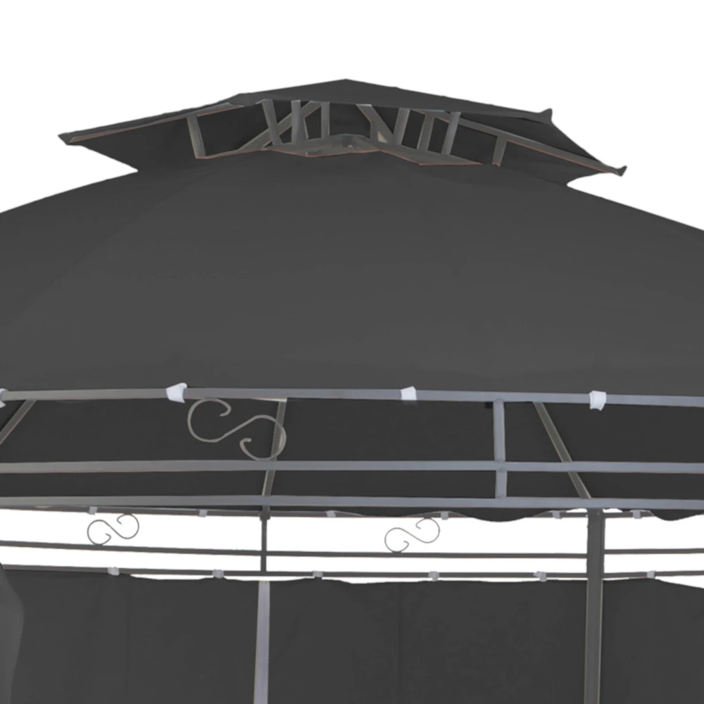 Pavillon Rund Ă350 Cm In Steingrau Aus Stahl Mit Dach Aus Polyester - Image 2