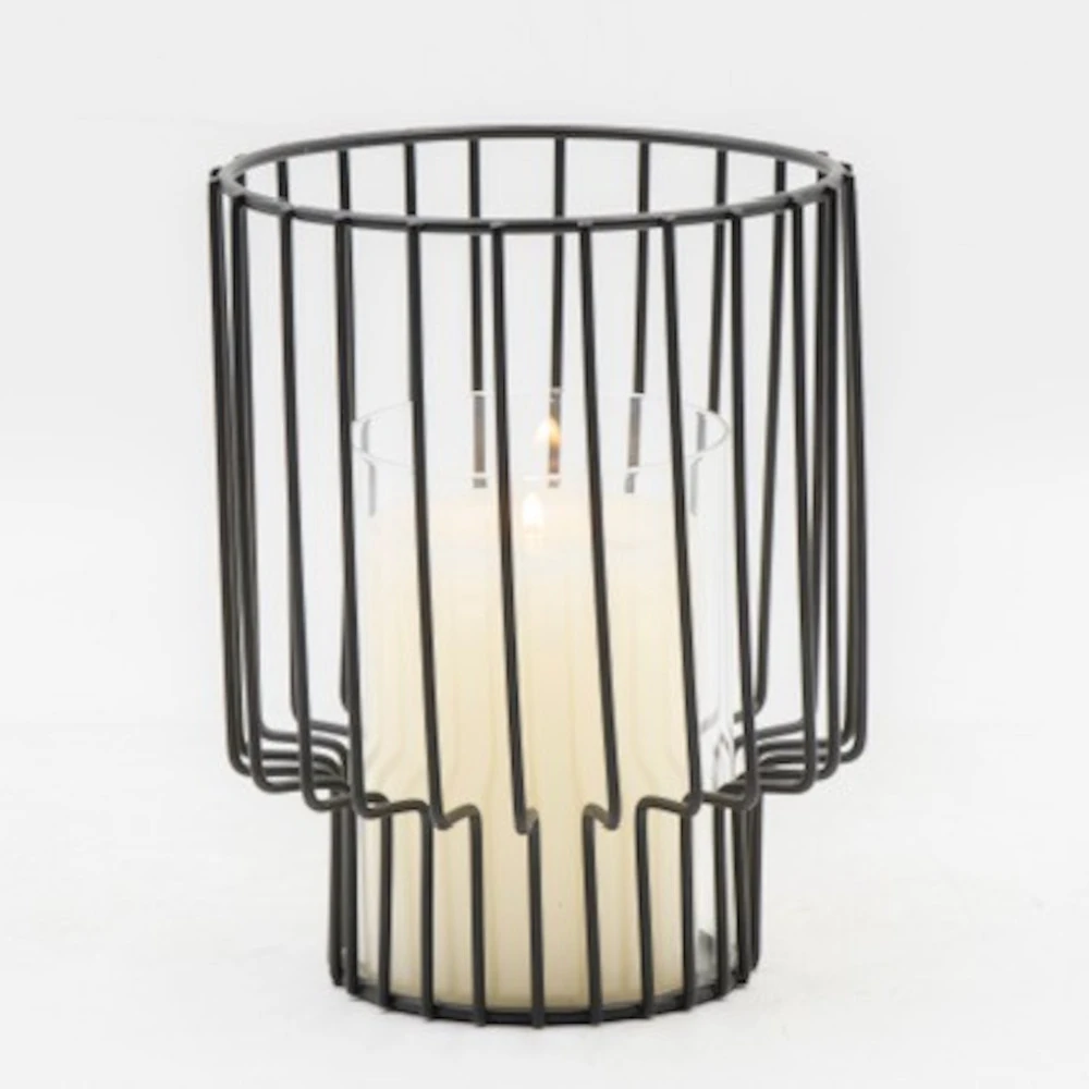 Windlicht Mit Glaseinsatz Rund Ă 14 X 18 Cm In Schwarz