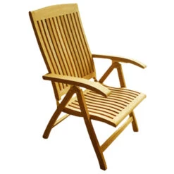 Klappstuhl Mit Armlehnen Aus Teakholz Naturbelassen