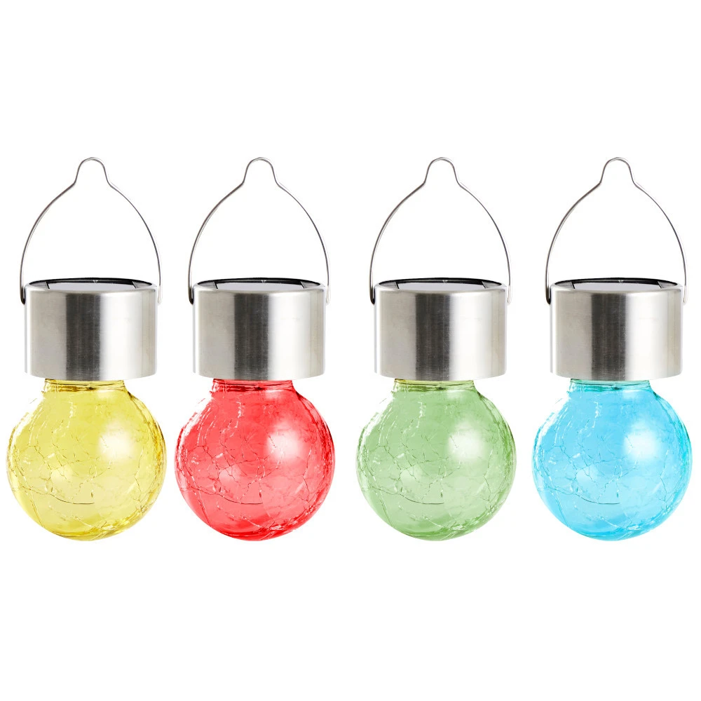 Solar LED-Kugelleuchte AufhÀngbar Aus Crushglas