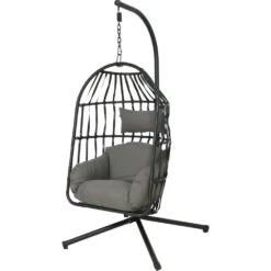 Nida Hängekorb Wicker Schwarz Ø 95 Cm