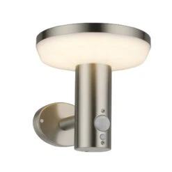 LED-Solarwandleuchte Rund 4,4 W In Silber Mit Bewegungsmelder