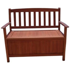 Truhenbank 2-Sitzer, 120 Liter, Holz Eukalyptus