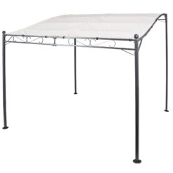 Anbaupavillon Mit Stahlgestell Und Dachbespannung In Creme