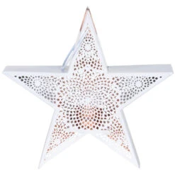Windlicht Star 34x10x33cm Weiß/kupfer Aus Metall